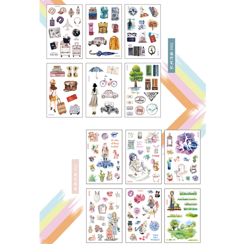 Set 6 Tờ Sticker Dán Trang Trí Sáng Tạo