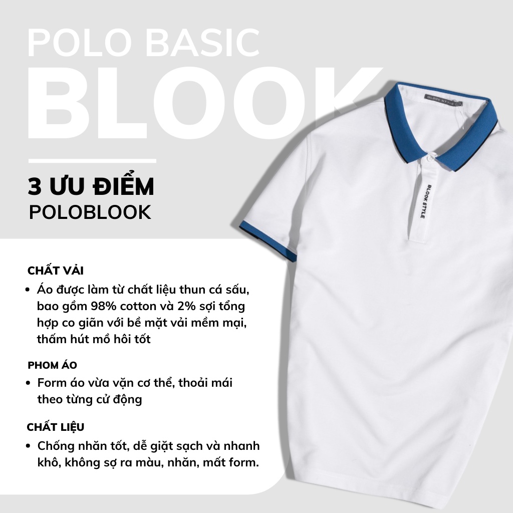 [Mã BMBAU50 giảm 7% đơn 99K] Áo polo nam slimfit BLOOK chất vải thun cá sấu cotton co giãn mã 33369 (HÌNH THẬT)