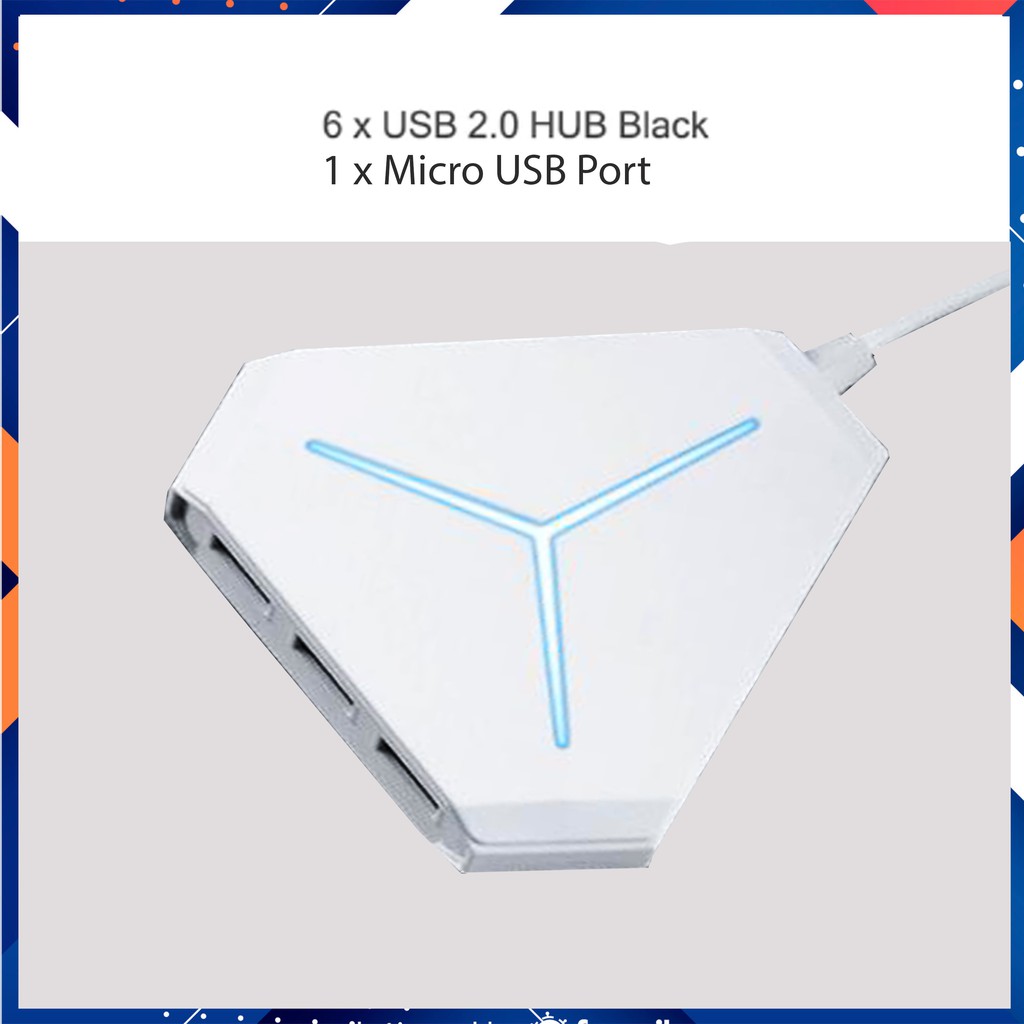 Bộ Chia USB 6 Cổng Dài 1m, USB Hub 2.0/ 3.0 Tiện Dụng Hình Lục Giác Có Đèn LED Báo Hiệu Kèm Ảnh Thật | BigBuy360 - bigbuy360.vn