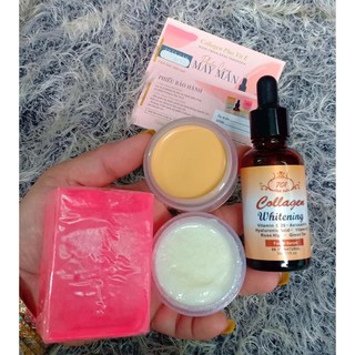 Combo kem collagen plus vit e ( serum, kem ngày, kem đêm, soap, nước hoa hồng )