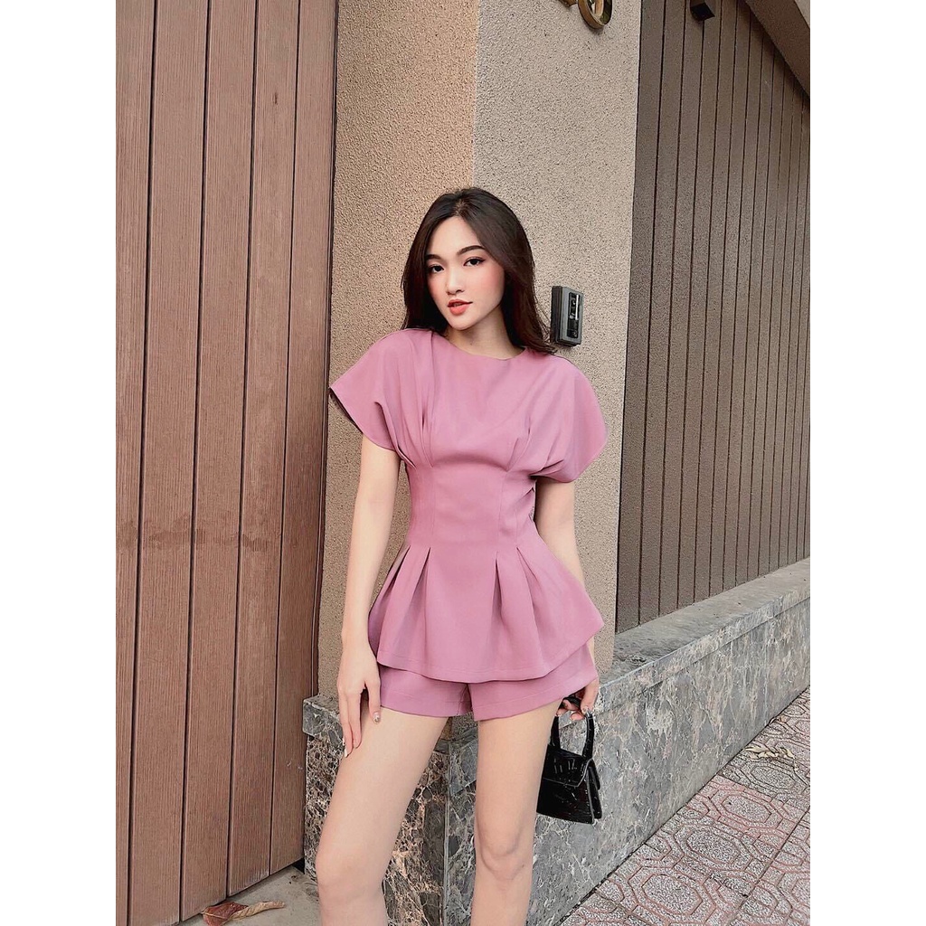 Set bộ thiết kế áo chick ly eo tay cánh dơi tôn dáng 40-62kg, Mã SP T84