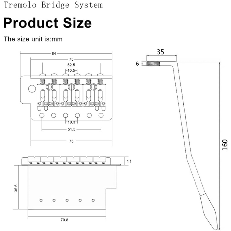 FENDER Ngựa Đàn 52.5mm Thay Thế Cho Guitar Điện Stratoster Tremolo