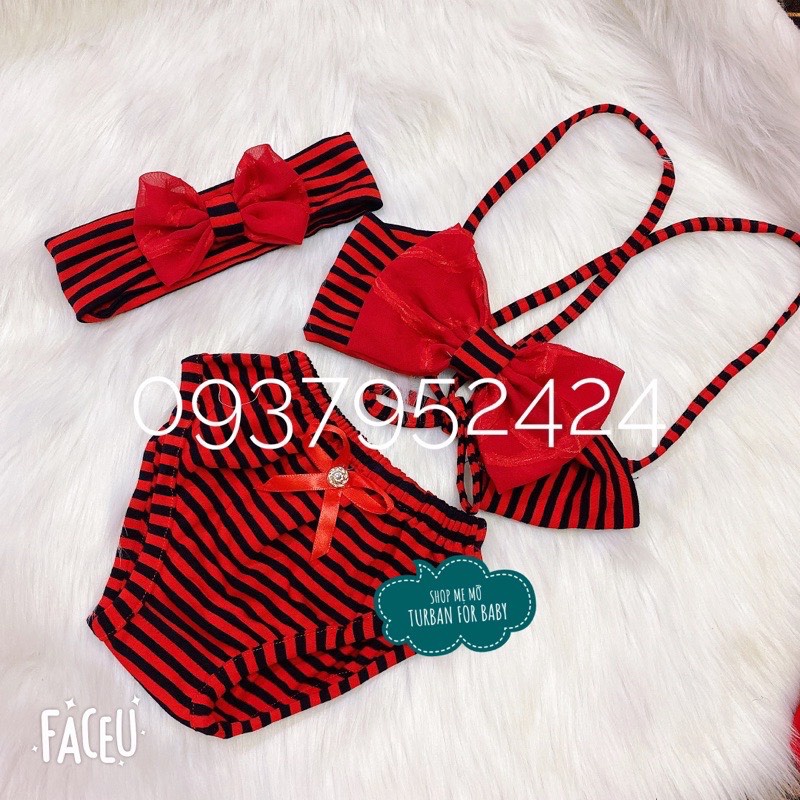 Set bikini kèm băng đô cho bé