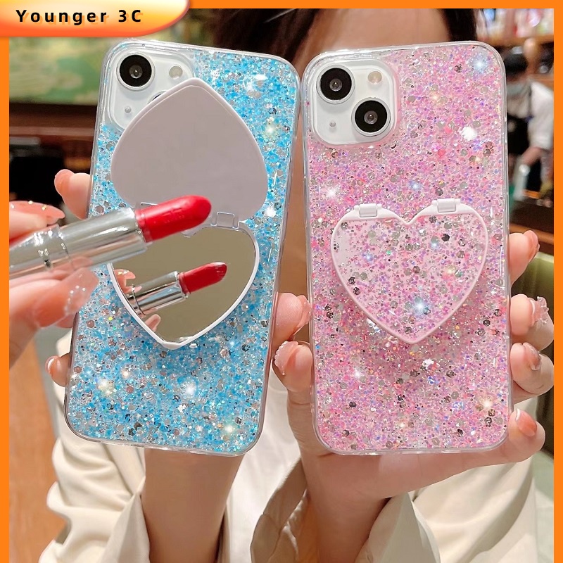 Ốp Điện Thoại Lấp Lánh Tích Hợp Gương Trang Điểm Hình Trái Tim Cho Iphone X / XS XR XS MAX 11 11PRO 11PROMAX 6G 6P 7G / 8G 7P / 8P