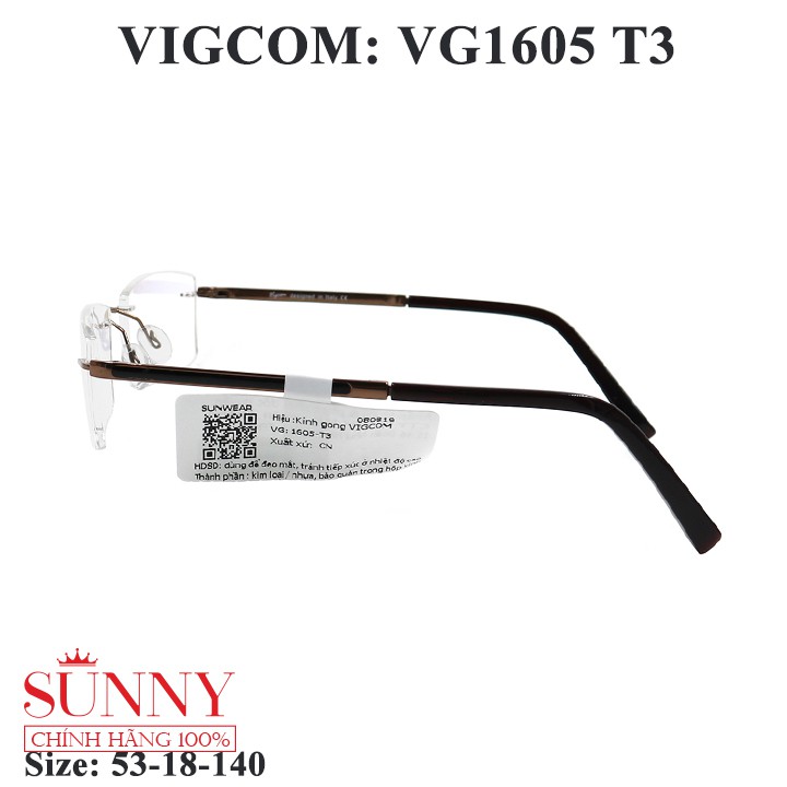 VG1605 gọng kính Vigcom kim loại chính hãng, thiết kế dễ đeo bảo vệ mắt