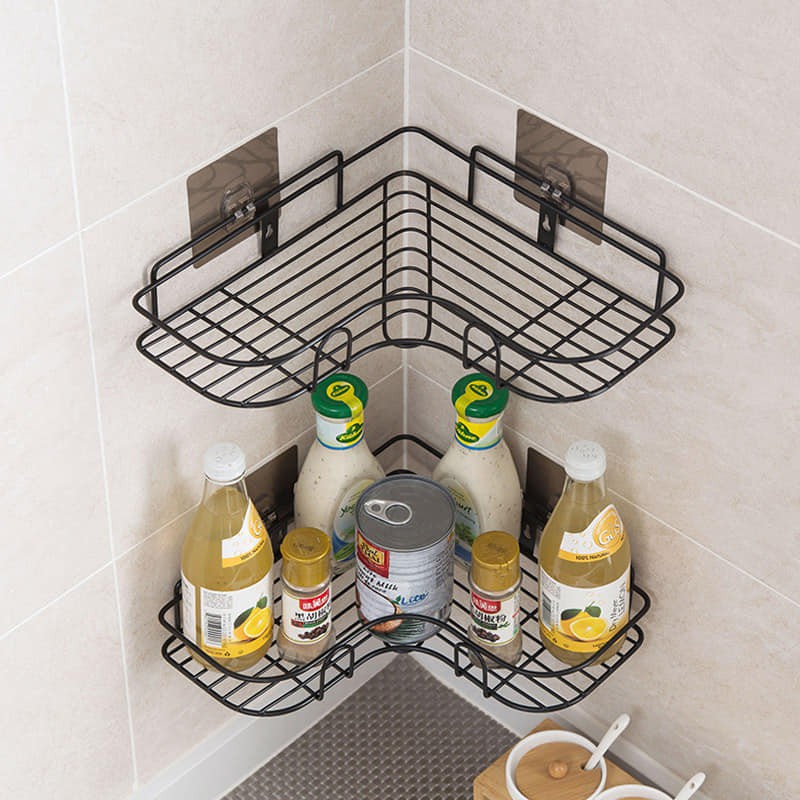 Kệ Đựng Gia Vị Nhà Bếp, Kệ Góc Dán Tường Siêu Dính Kèm Miếng Dán Treo Tường Nhà Tắm Siêu Chắc | BigBuy360 - bigbuy360.vn