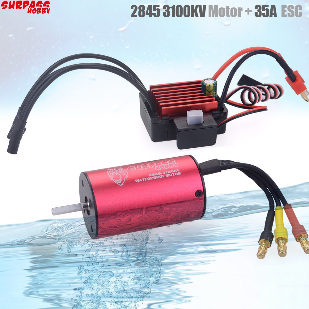 Động Cơ Không Chổi Than 2845 3100KV Không Cảm Biến Chống Thấm Nước Với ESC Không Chổi Than 35A Cho Xe Hơi Điều Khiển Từ Xa Tỉ Lệ 1: 1