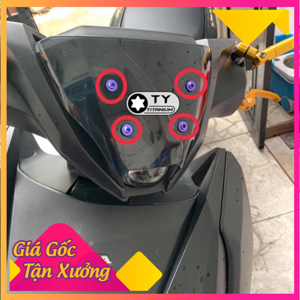Combo 4 Con Ốc Titan GR5 Gắn Mão - Chắn Gió Winner x (Ảnh Sp thật)