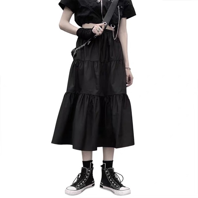 Chân váy dài  3 tầng phong cách trắng đen | BigBuy360 - bigbuy360.vn