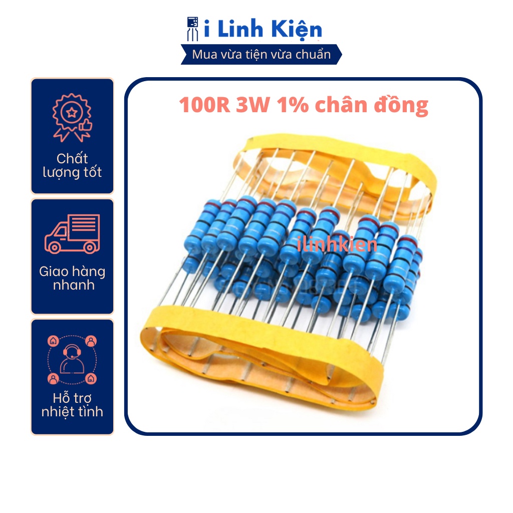 Điện trở vạch 3W 100R 1% chân đồng