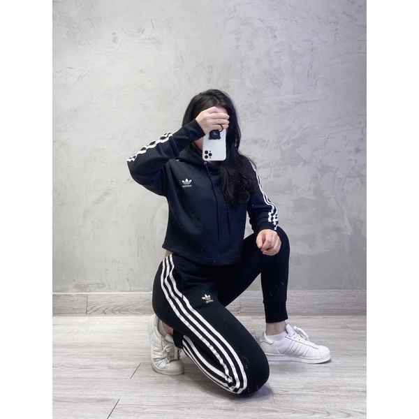 Hàng Xuất266 CROP HOODIE BLACK Made in Cambodia full tag code