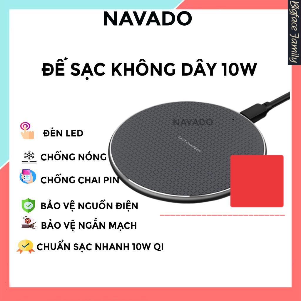 Đế sạc không dây cho điện thoại Iphone samsung apple xiaomi 10W ko dây sạc nhanh chống chai pin K8 NAVADO