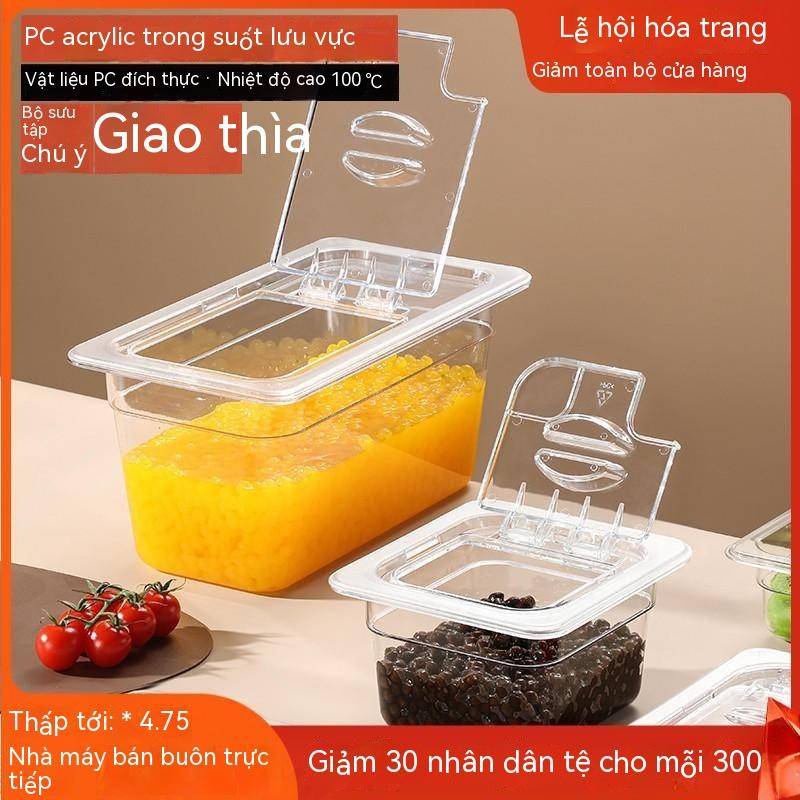 Chậu Phục Vụ Bằng Nhựa Acrylic Trong Suốt Có Nắp Đậy Thân Thiện Với Môi Trường Đựng Kem / Trái Cây / Trà Sữa / Salad Có Hộp Điều Hòa Nhiệt Độ PC