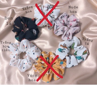 Cột tóc scrunchies mix 2 màu + hoa văn