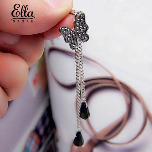 Đôi Bông Tai Dáng Dài Phối Hình Bướm Đính Đá Thời Trang Cho Nữ