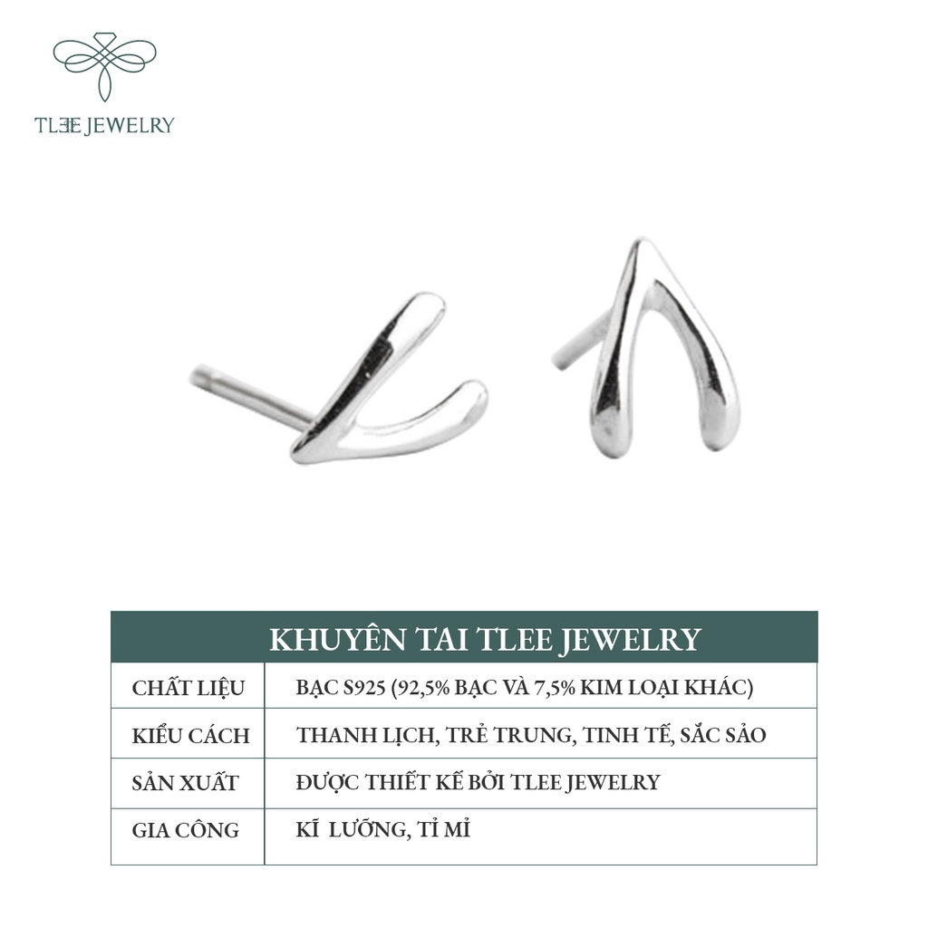 Khuyên tai bạc nữ TLEE sừng hươu mini basic NCJ B0105