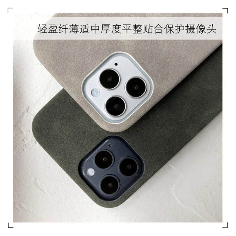 Ốp Điện Thoại Da Lộn Viền TPU Dẻo Siêu Mỏng Chống Trượt Cho iPhone 12 Mini 11 Pro MAX XS MAX XR XS X 7 8 Plus SE