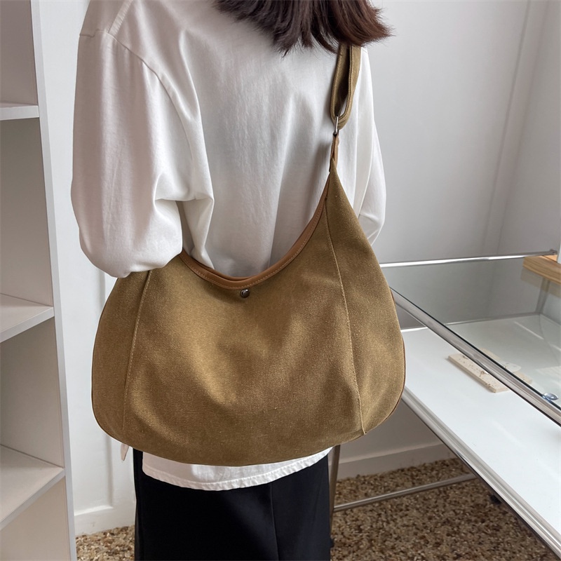 Túi Xách Vải canvas Màu Trơn Sức Chứa Lớn Thời Trang Cho Nữ