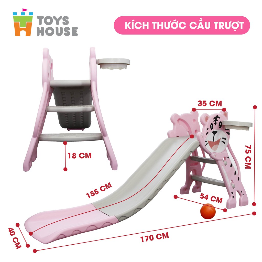 [Mã BMBAU300 giảm 10% đơn 499K] Cầu trượt kèm Khung bóng rổ cho bé Toys House WM19024, hàng chính hãng cao cấp