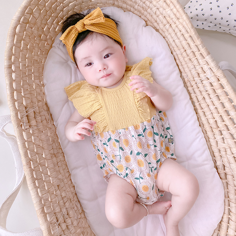 Newborn Baby Girl Summer Clothes Soft Cotton Romper Bodysuit Jumpsuit Floral Print