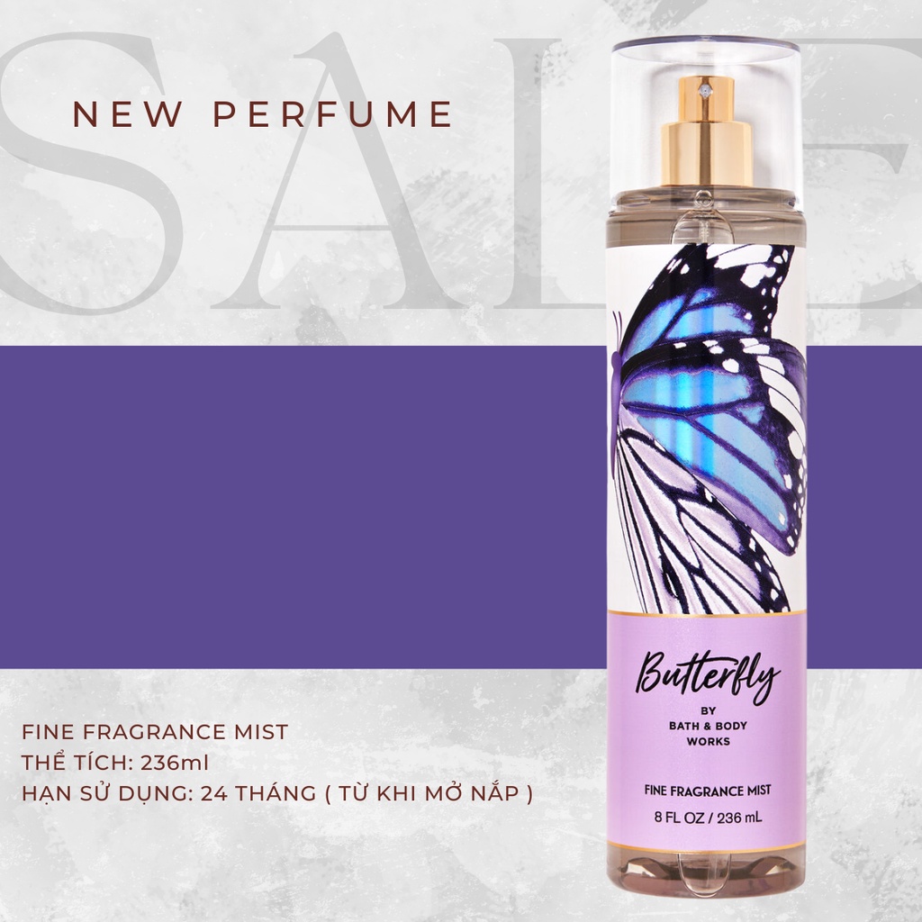 XỊT THƠM TOÀN THÂN BUTTERFLY - BODY MIST BATH & BODY WORKS 236ML
