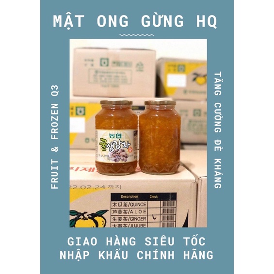 Mật ong gừng HQ&lt;chính hãng&gt;1kg date 2024 (Fruit &amp; Frozen Q3)