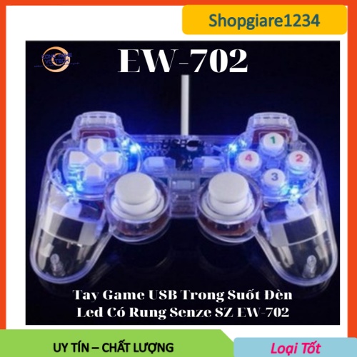 Tay game USB trong suốt Đèn Led Có Rung EW702