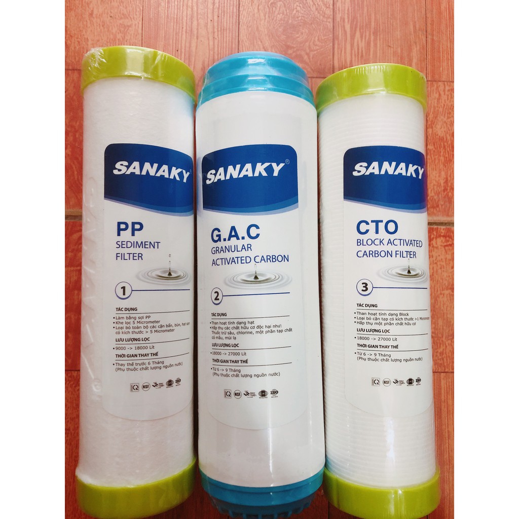 [CHÍNH HÃNG] Bộ 3 lõi lọc thô 1,2,3 SANAKY loại bỏ bùn đất rỉ sét các loại tạp chất thô kim loại nặng hóa chất độc hạị | BigBuy360 - bigbuy360.vn