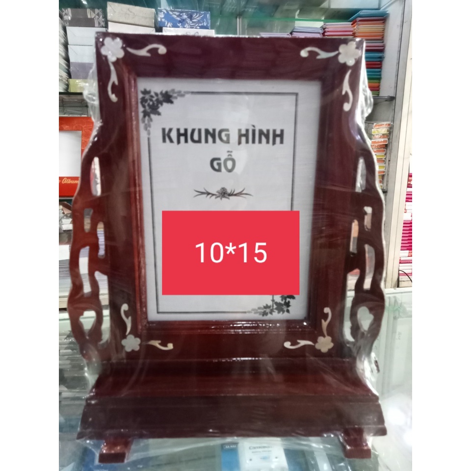 Khung ảnh thờ có chân đế 10x15*13x18 tai đục