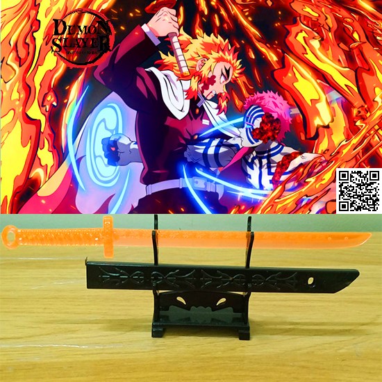 1704 Mô hình Kiếm trong suốt Viêm Trụ Rengoku Demon Slayer Anime thanh gươm diệt quỷ dài 26cm TẶNG kệ trưng bày 6
