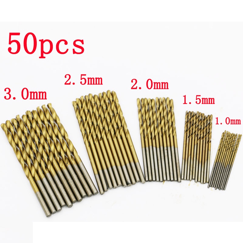Bộ 50 Mũi Khoan Thép Bọc Titan Cao Cấp Chuyên Dụng Cho Chế Biến Gỗ Và Kim Loại