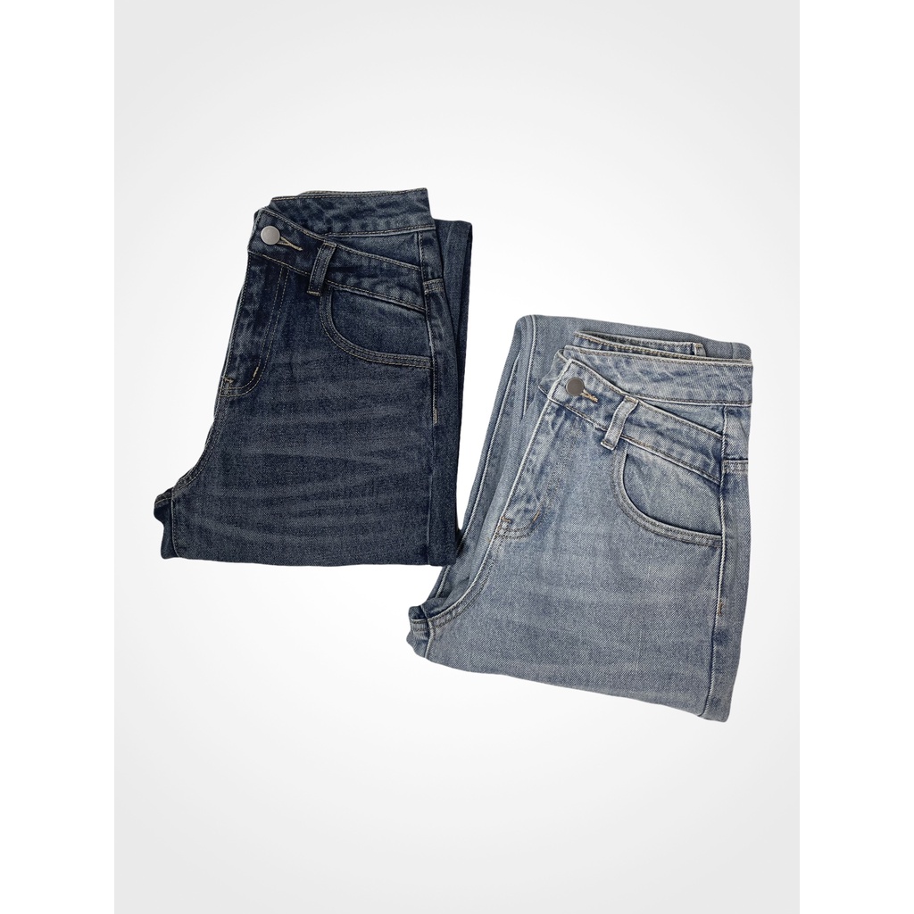 Quần jeans nữ ống rộng lệch lưng CHICMONKI lưng cao phom đẹp CMJ1196 | BigBuy360 - bigbuy360.vn