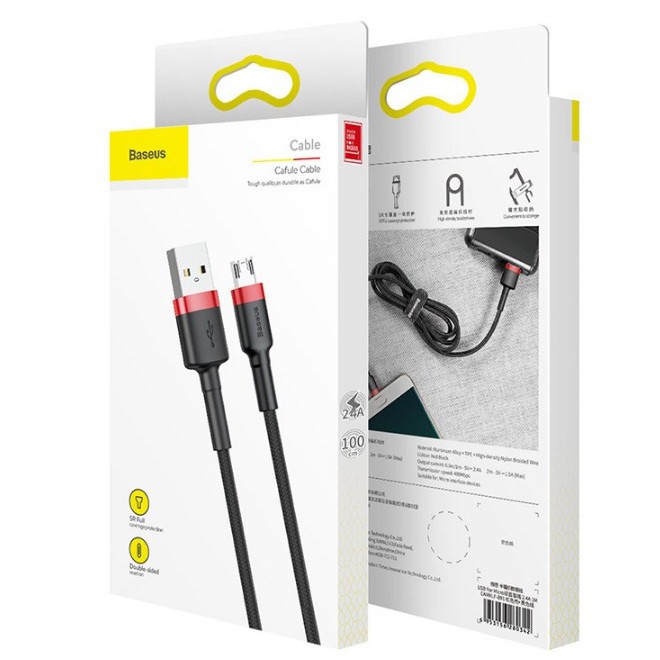 Cáp sạc nhanh Baseus Cafule Micro vải dù siêu bền truyền dữ liệu ổn định dài 1M/2M/3M cho Android