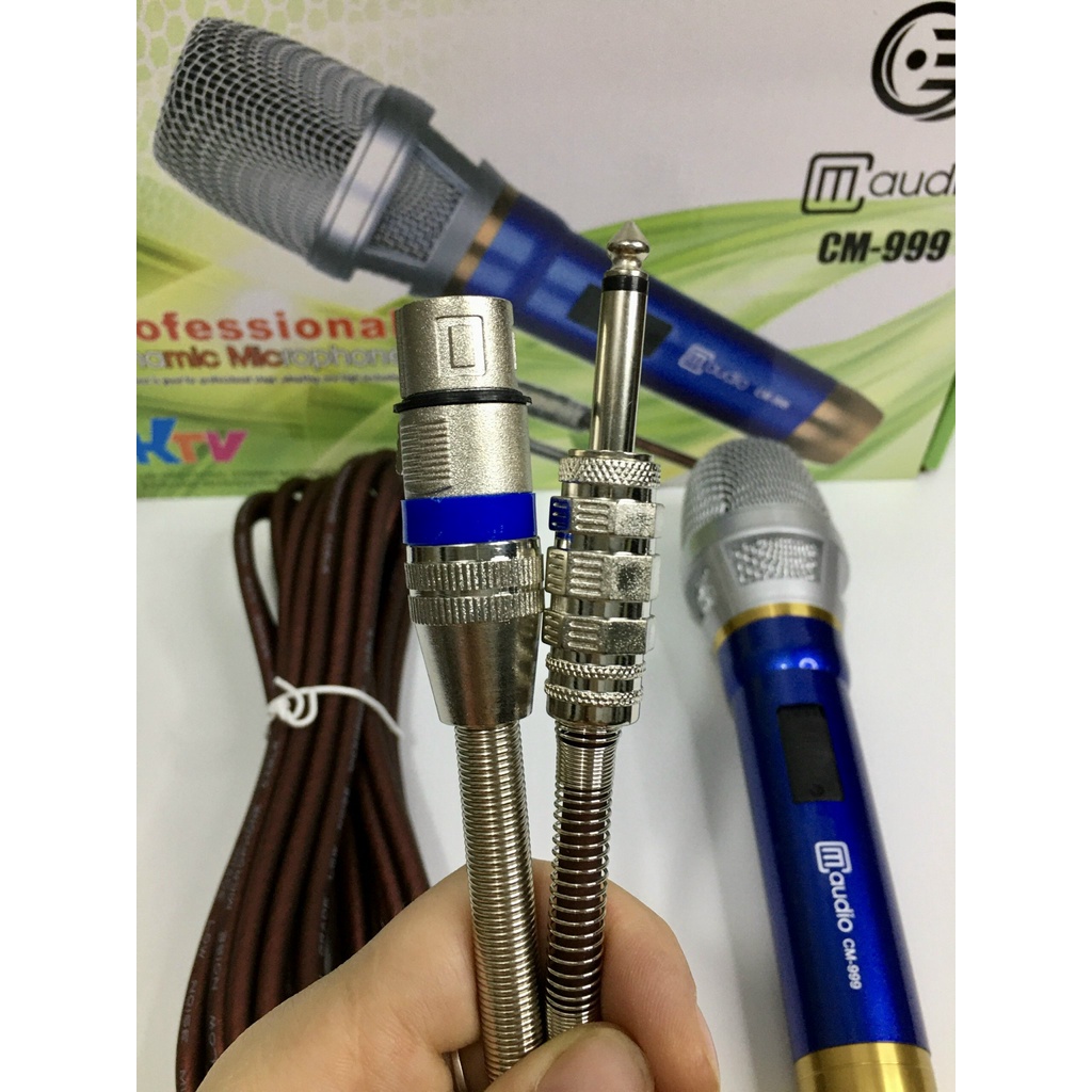 Micro Có Dây CM 999 Chính Hãng,Hút Giọng, Hát Nhẹ, Hỗ Trợ Chống Hú, Tay Mic INOX Chắc Chắn, Dây Chống Xoắn