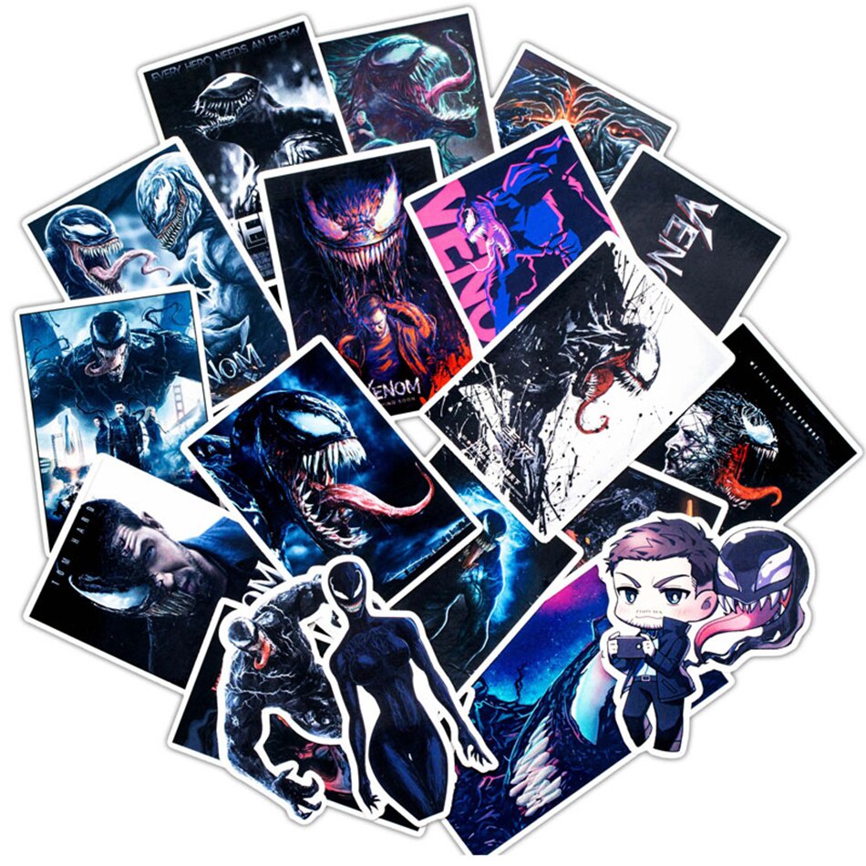 Bộ sticker Venom chống thấm nước trang trí mũ bảo hiểm, đàn, guitar, ukulele, điện thoại laptop