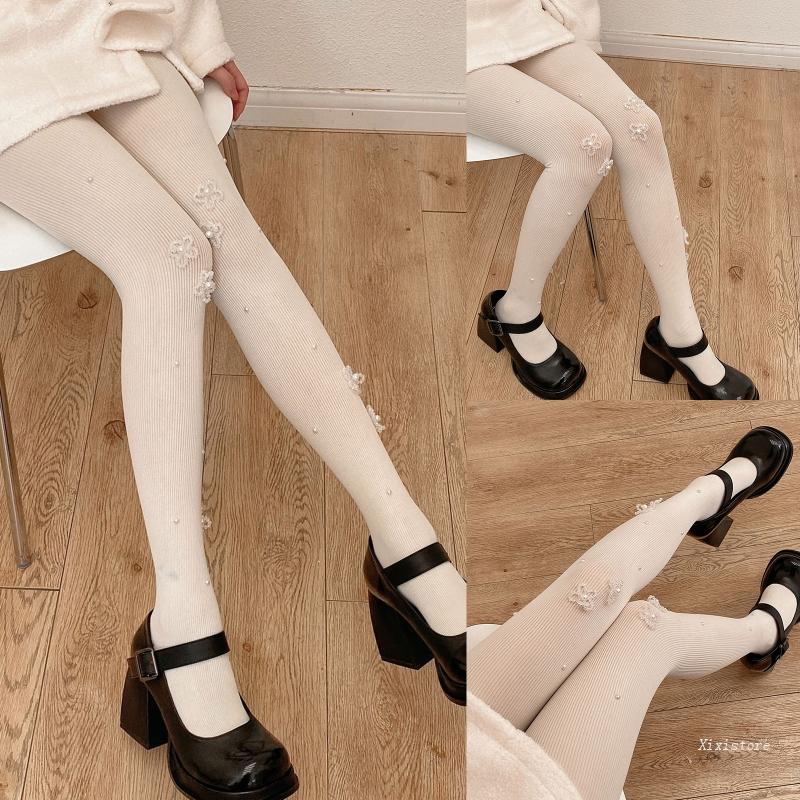 Xixi Quần Tất Đính Hạt Ngọc Trai Thủ Công Hình Hoa Lolita Nhật Bản Đáng Yêu Cho Nữ