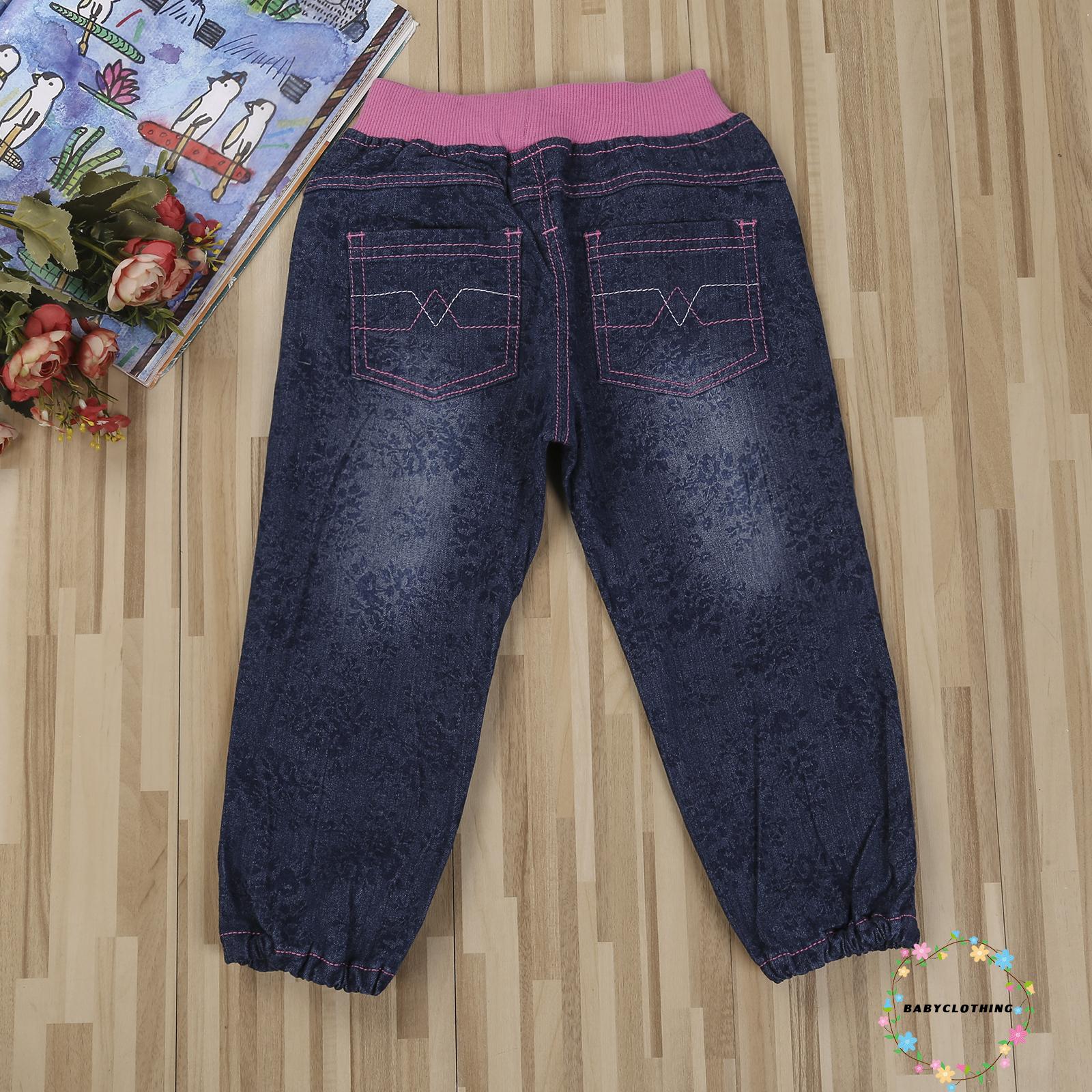 Quần Jeans Lưng Thun Co Giãn Thời Trang Cho Bé Gái 1-6 Tuổi