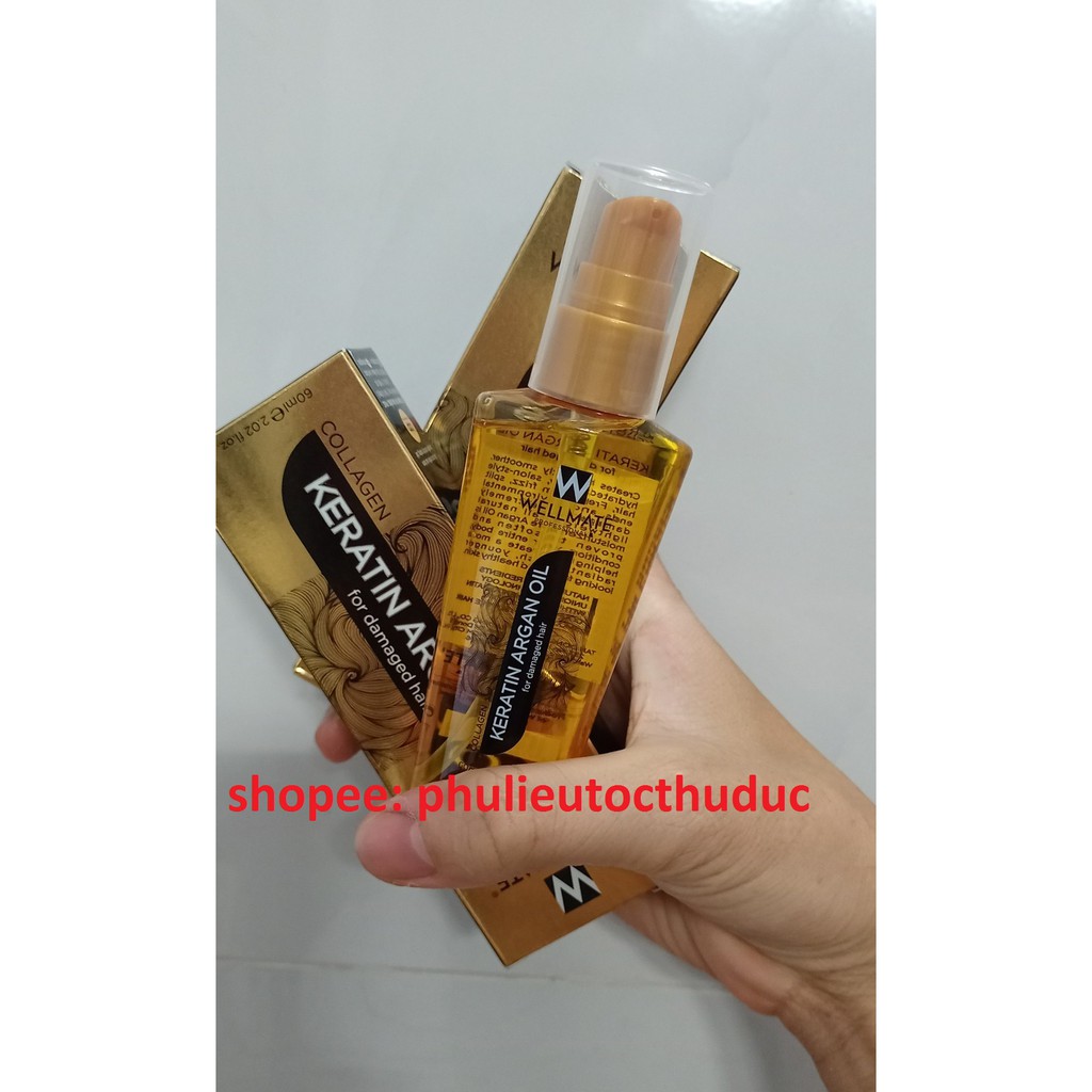 Combo 3 chai Wellmate Keratin tinh dầu vàng phục hồi tóc hư tổn 60ml - Bảo hành hàng chính hãng, hàng bể vỡ