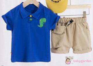 Áo Thun Polo Tay Ngắn In Hoạt Hình + Quần Short Cho Bé Trai