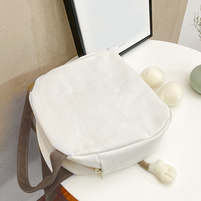 Túi Đeo Vai Vải Canvas Có Khóa Kéo Họa Tiết Hoạt Hình Dễ Thương Cho Nữ
