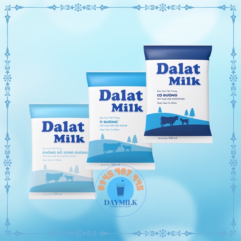 Sữa tươi tiệt trùng Dalat Milk bịch 220ml