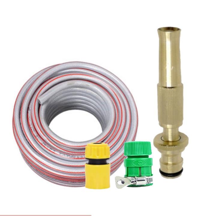 Tưới cây rửa xe Bộ dây và vòi xịt tăng áp lực nước 300% loại 25m cút nhựa,nối nhựa 206587
