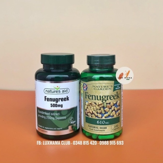 [Nội địa Anh] Lợi sữa Natures Aid Fenugreek 500mg và Nature’s Garden 610mg cho mẹ cho con bú