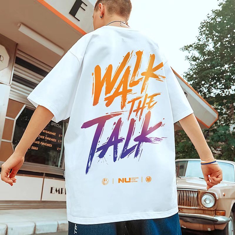 Áo Thun Tay Ngắn Dáng Rộng In Chữ Phong Cách Hip Hop Thời Trang Mùa Hè Cho Nam size M-8XL