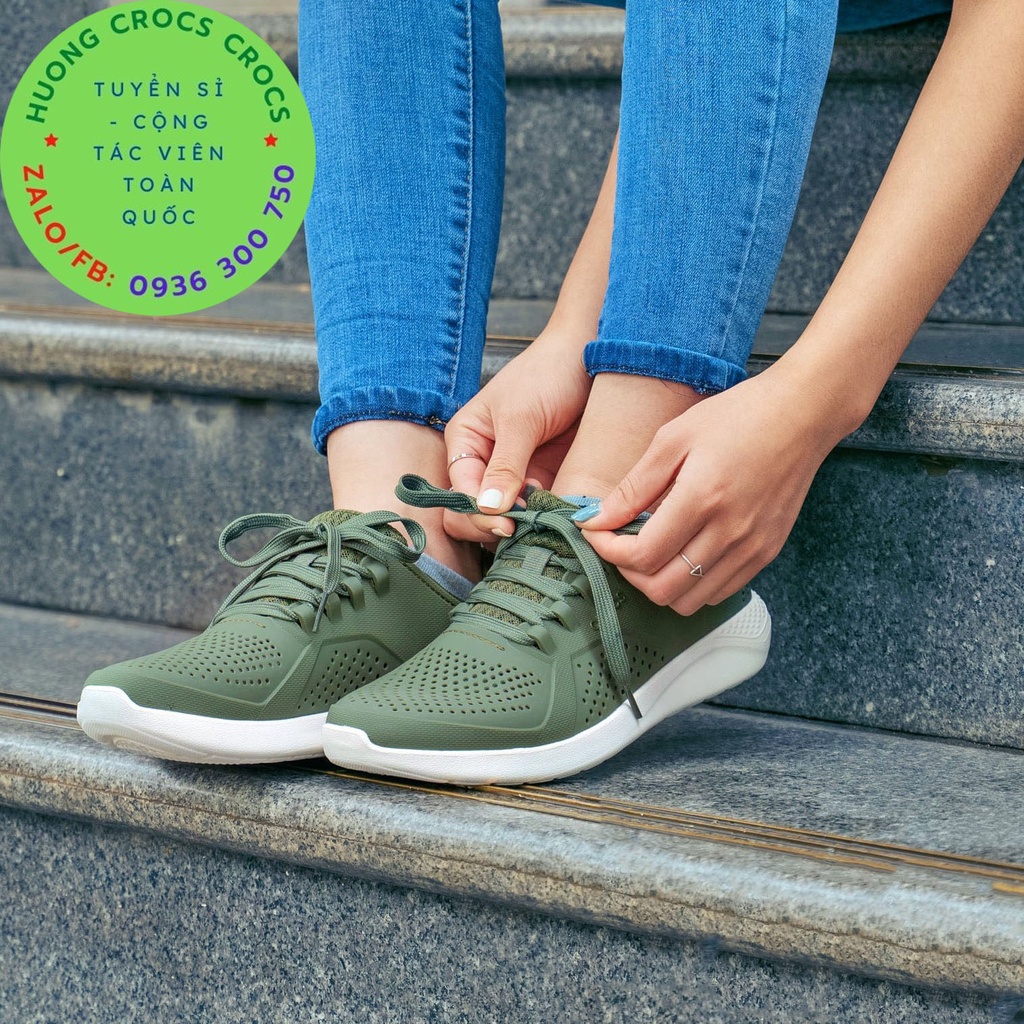 GIÀY NHỰA CROCS LITERIDE PACER CHO NAM MÀU XANH RÊU FULL BOX