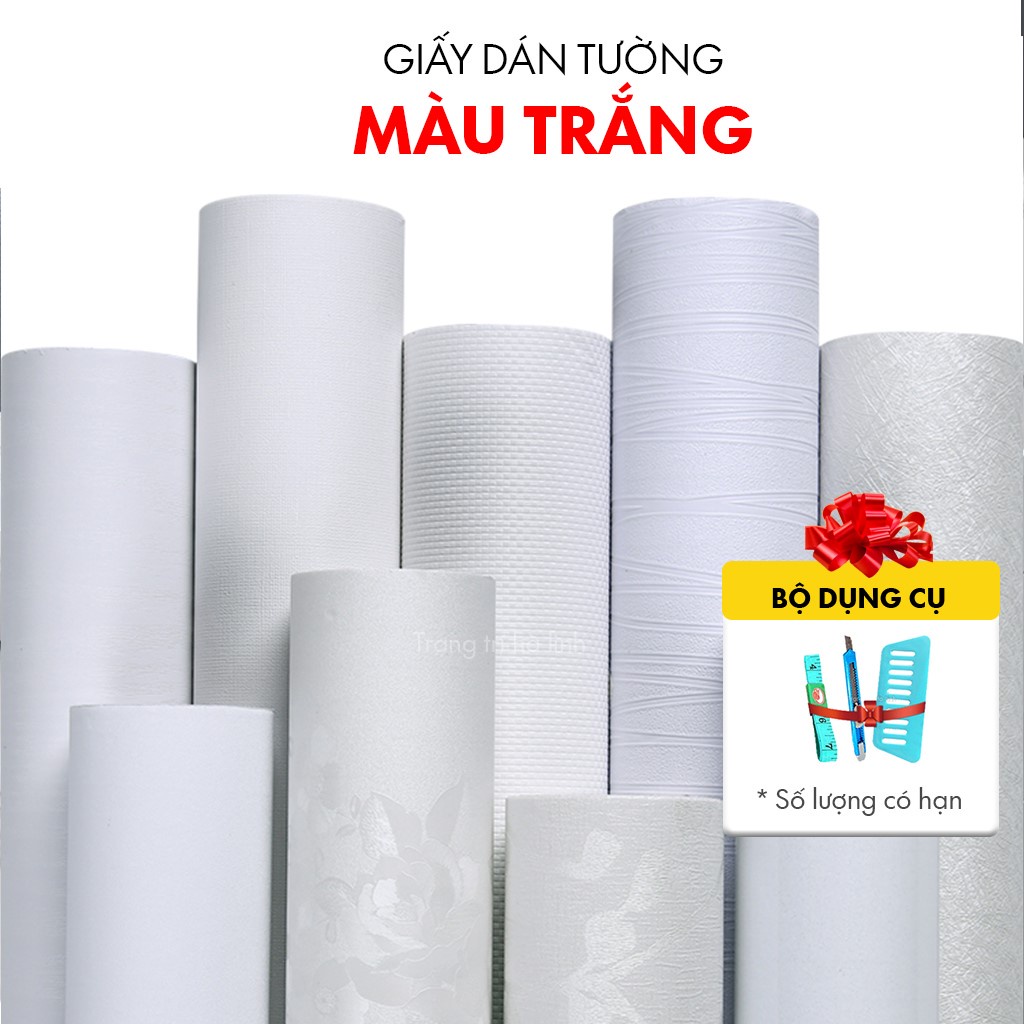 Giấy dán tường trắng nhám , giấy dán bàn tủ tường màu trắng kem sữa đẹp khổ 1.2m