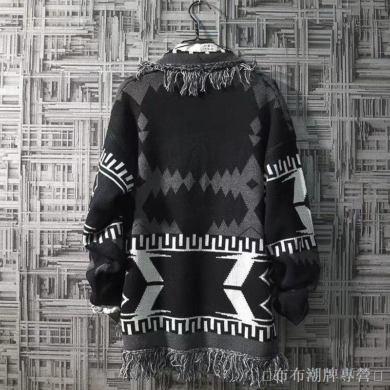 Áo khoác cardigan len dệt kim dáng rộng thiết kế theo phong cách retro Nhật Bản cho nam