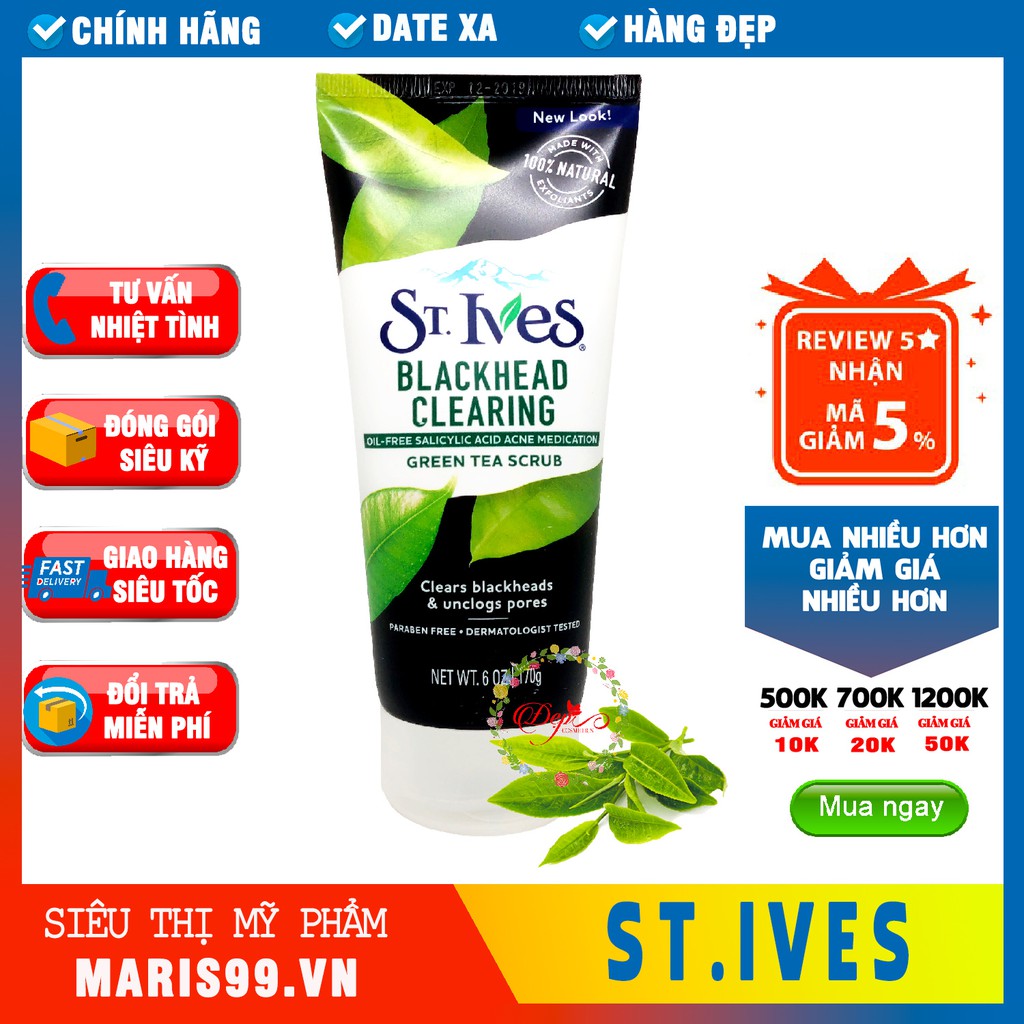 Sữa Rửa Mặt Tẩy Tế Bào Chết ST.IVES 170g - Đủ vị