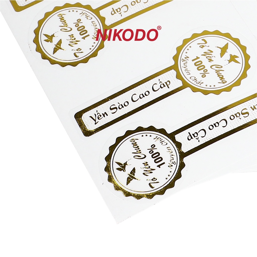 Tem nhãn dán hũ yến chưng ép kim giá rè, combo 50 tem, tem dán seal, niêm phong nắp hũ - Phụ kiện yến sào giá sỉ Nikodo