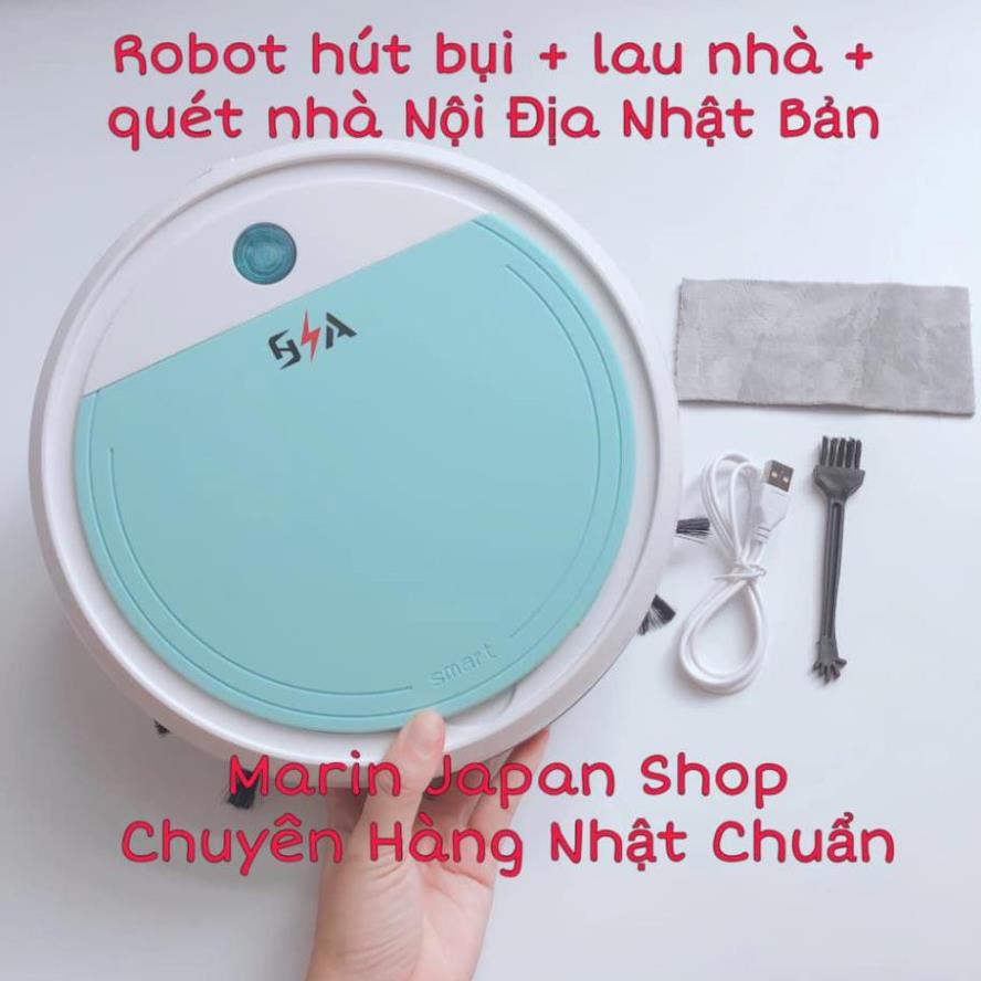 (Nội Địa Nhật Bản,4 tác dụng)Robot máy hút bụi + lau nhà + quét nhà + khử trùng , 4 tác dụng trong 1 Full phụ kiện